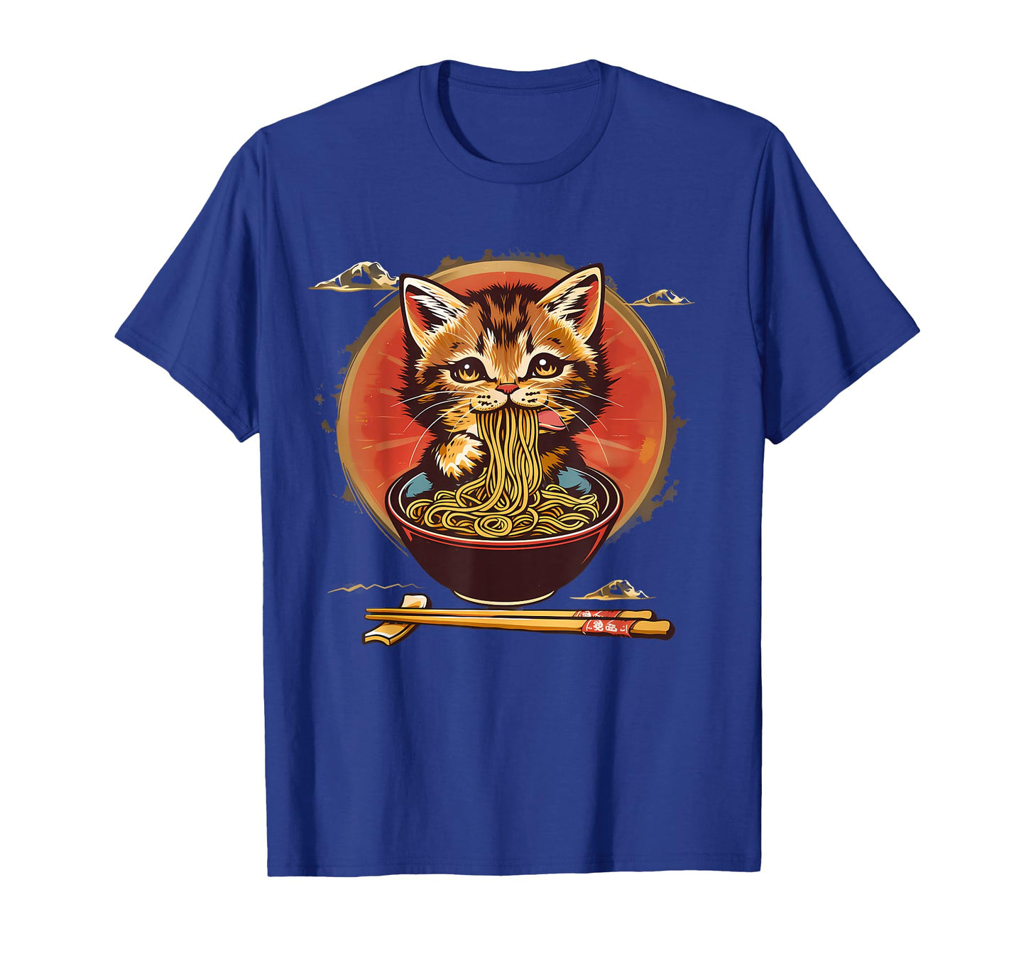 Cute Cat Eating Ramen Noodles Cat Noodle Art Ramen Noodles T-Shirt