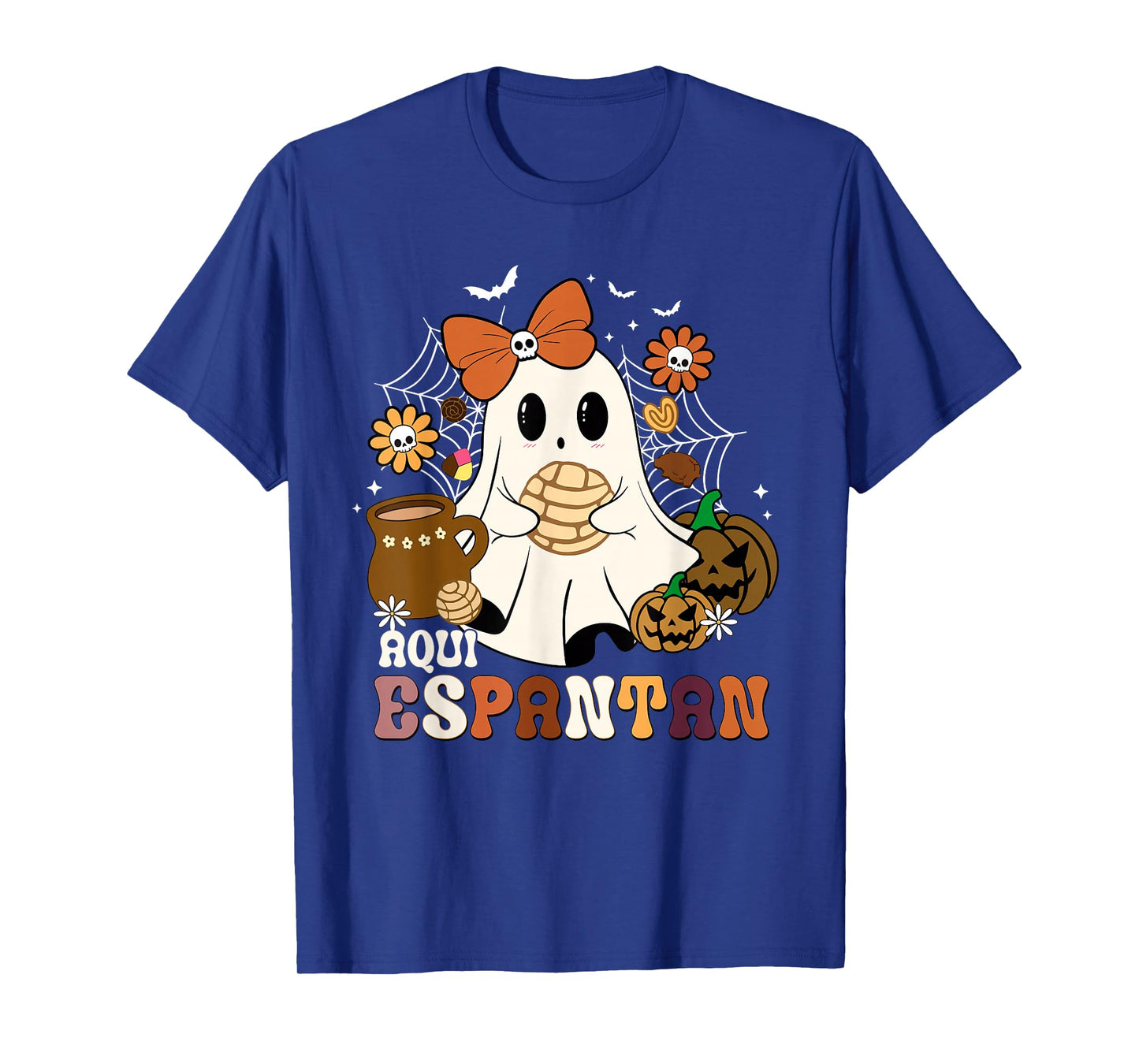 Aqui Espantan Spanish Halloween Mexican Conchas Ghost Women T-Shirt