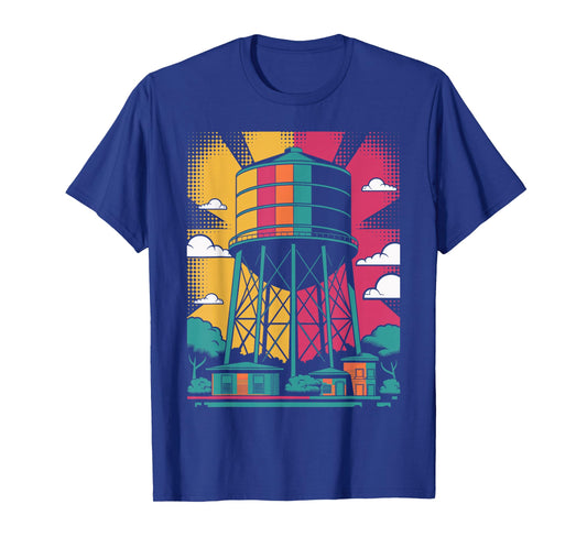 Pop Art Water Tower Urban Landscape Design T-Shirt