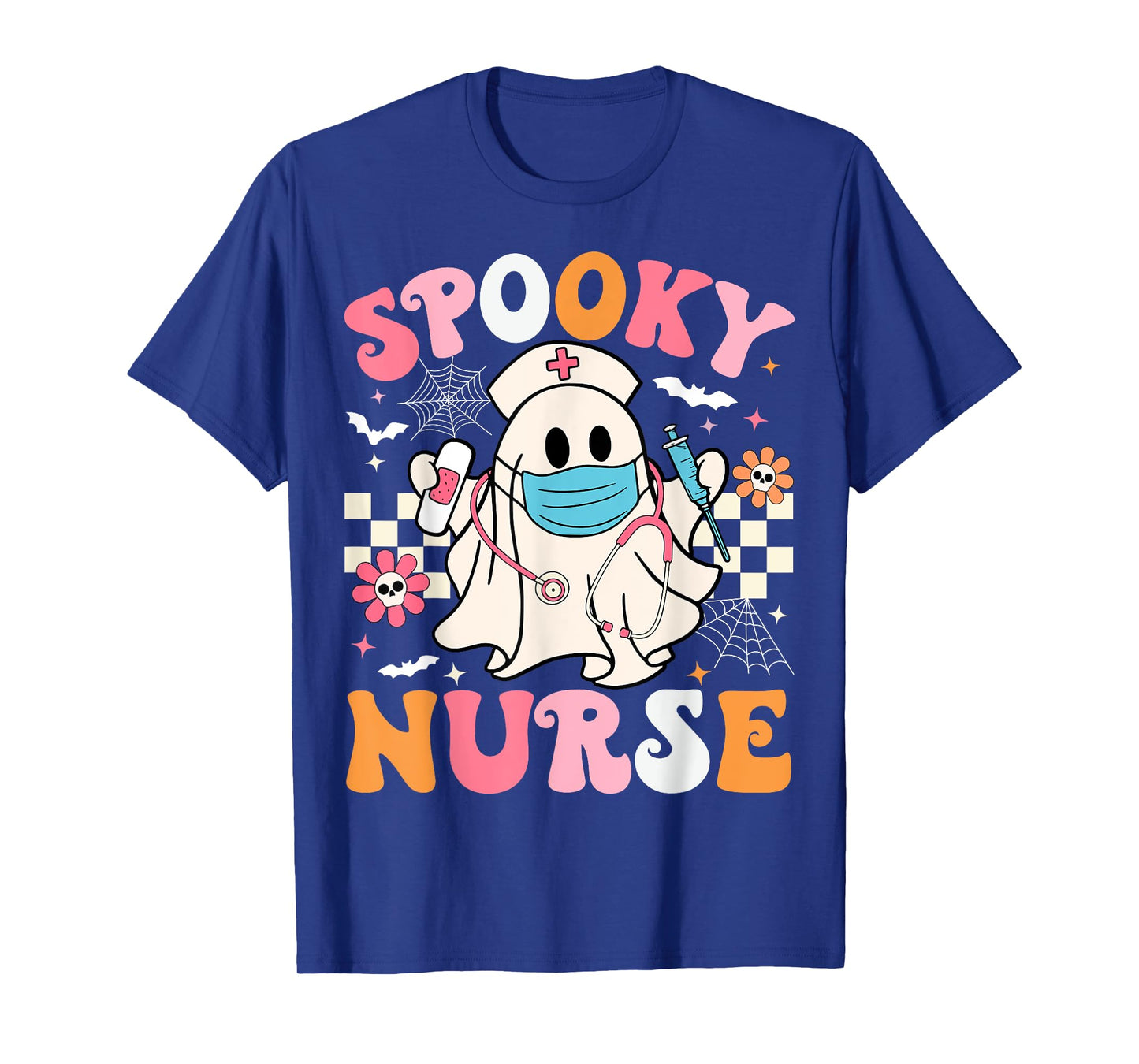 Spooky Nurse Ghost Halloween Cute Groovy Nursing Halloween T-Shirt