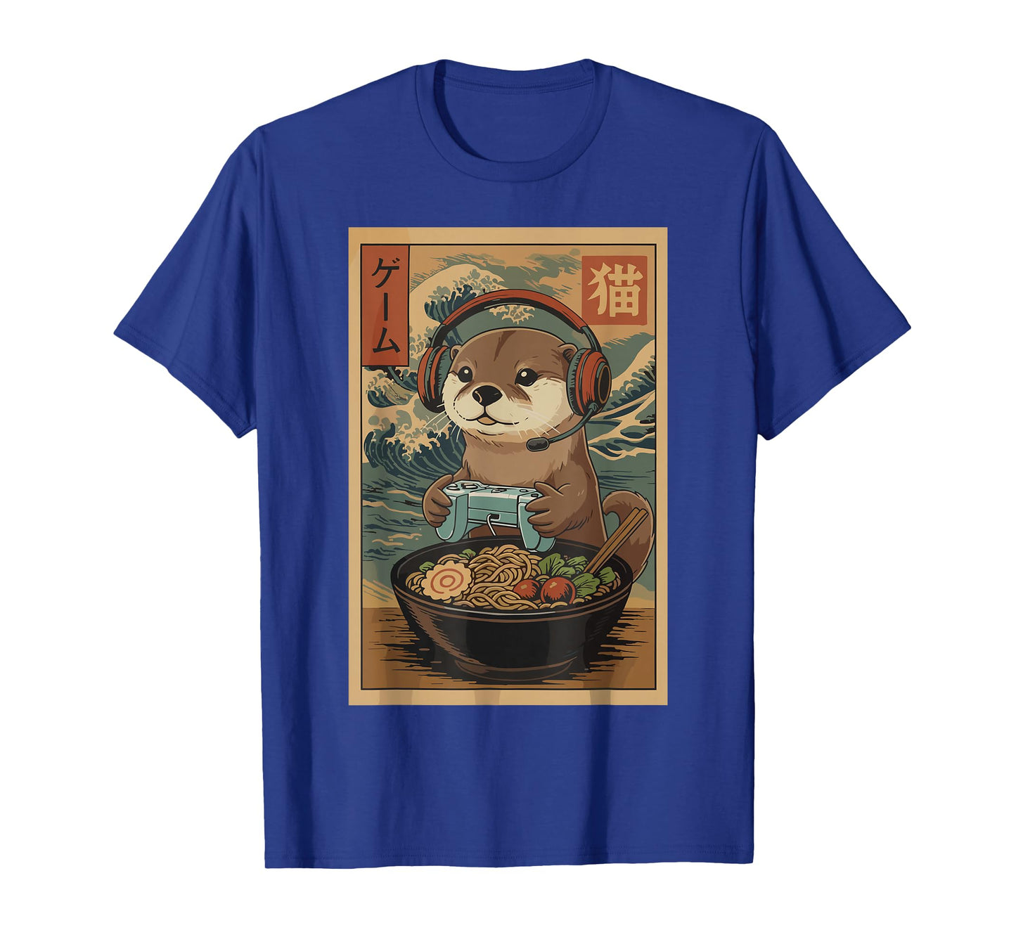 Kawaii Japanese Ramen Otter Retro Gaming Shirts for Men T-Shirt