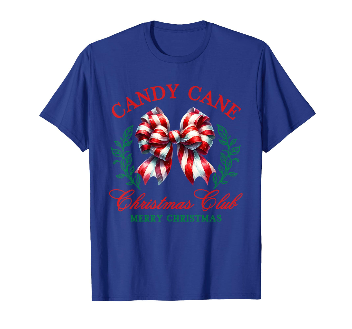 Candy Cane Coquette Bow Merry Christmas Xmas Club Holiday T-Shirt