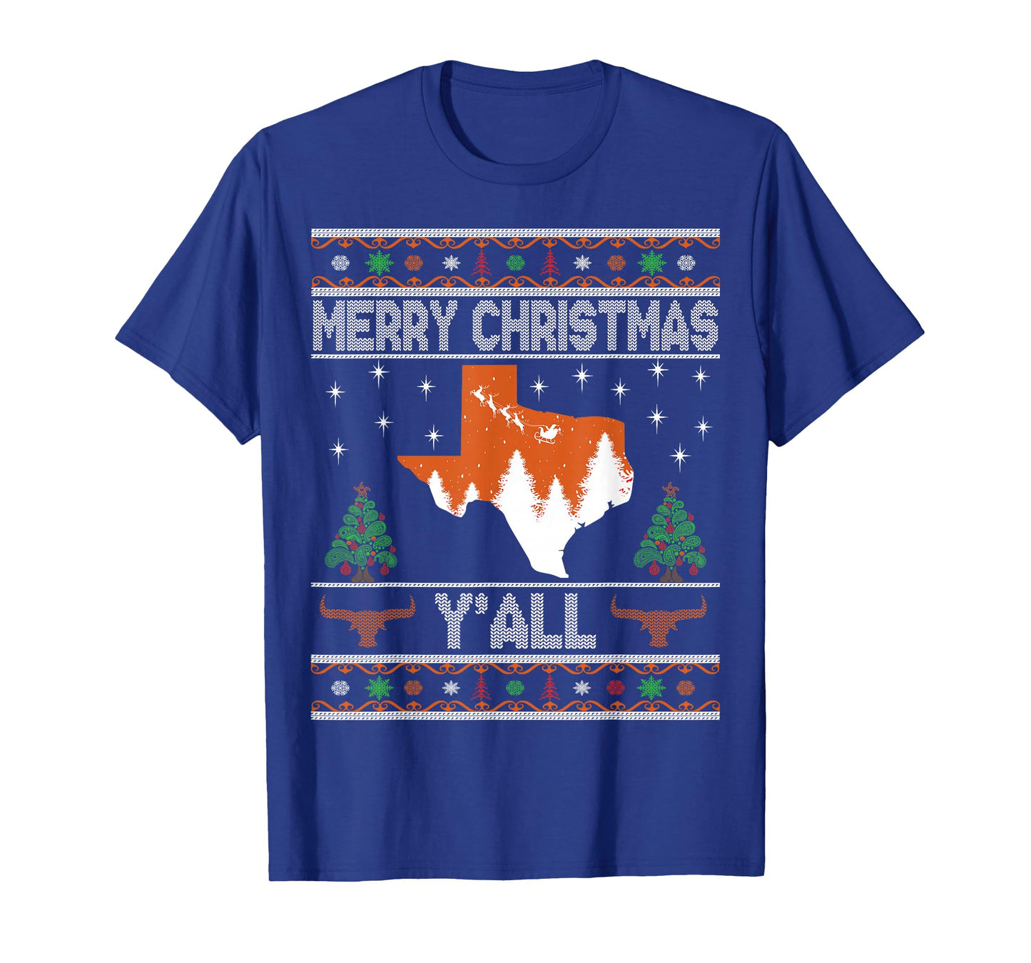 Merry Xmas Y'all Texas Ugly Holiday Longhorn Sweater T-Shirt