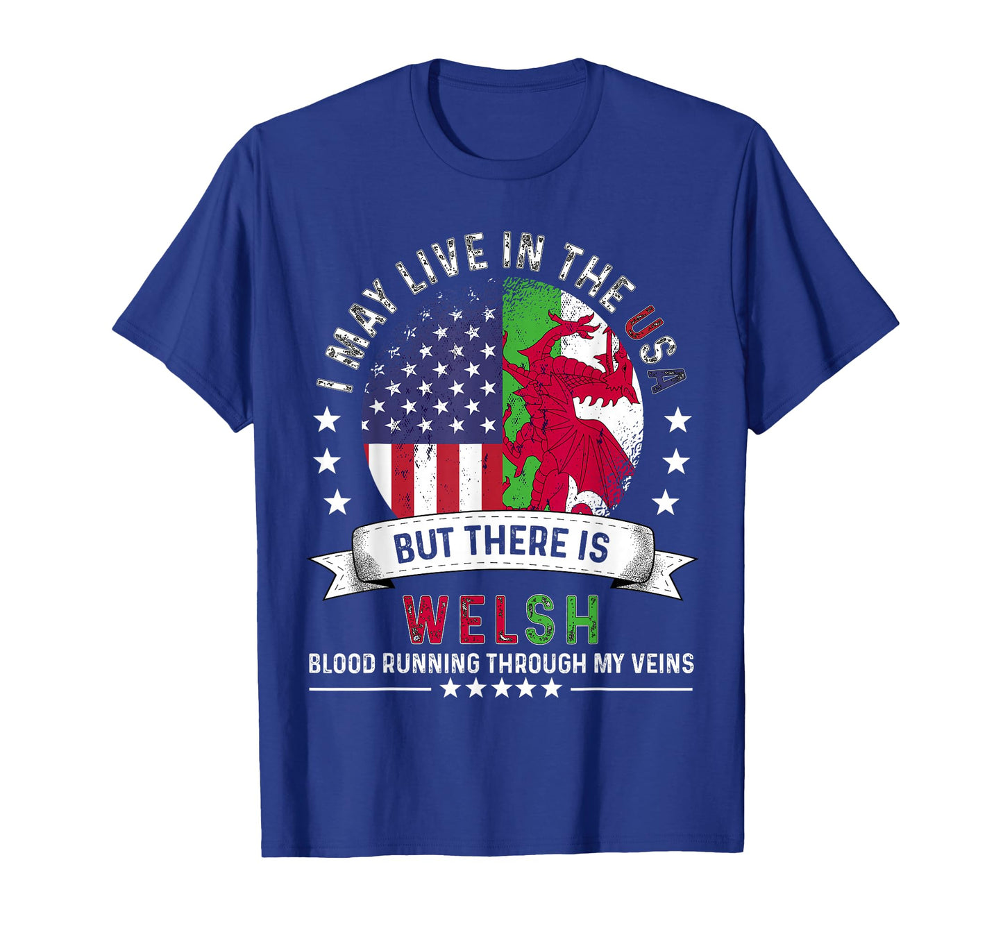American Welsh Home in US Patriot American Wales Flag T-Shirt