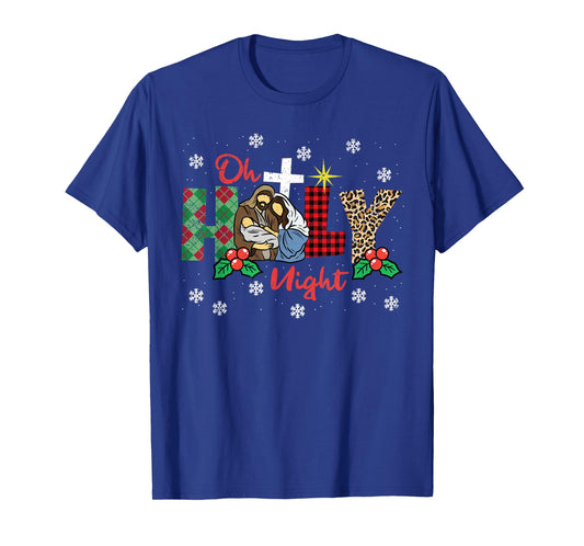 Oh Holy Night Christmas Pajama X-Mas Plaid Christian T-Shirt