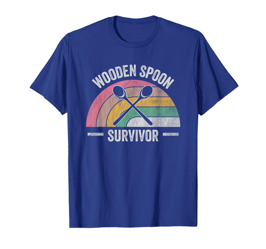 Wooden Spoon Survivor Retro Rainbow Humor T-Shirt