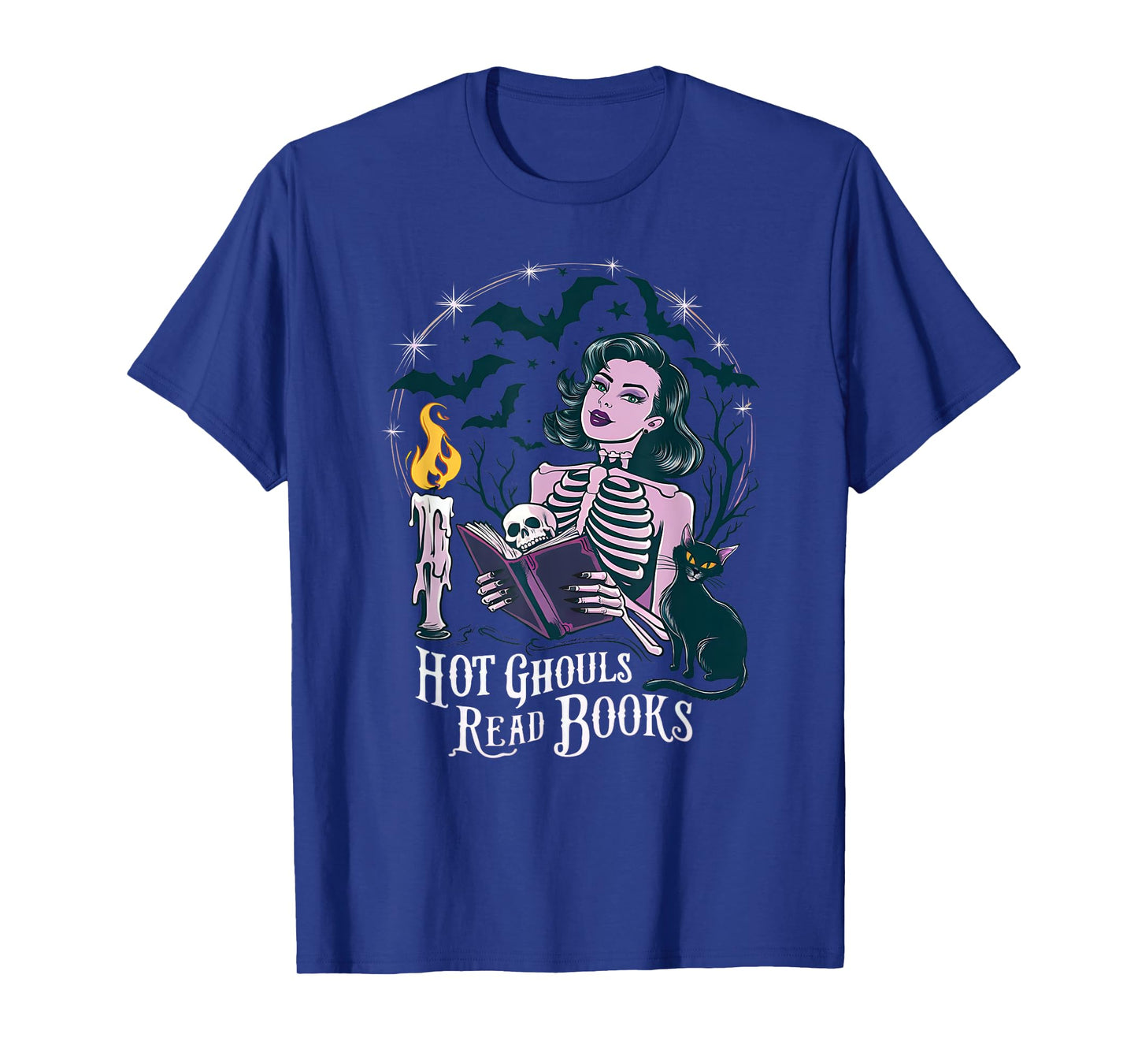 Hot Ghouls Read Book Club Spooky Cat Bat Bookish Halloween T-Shirt