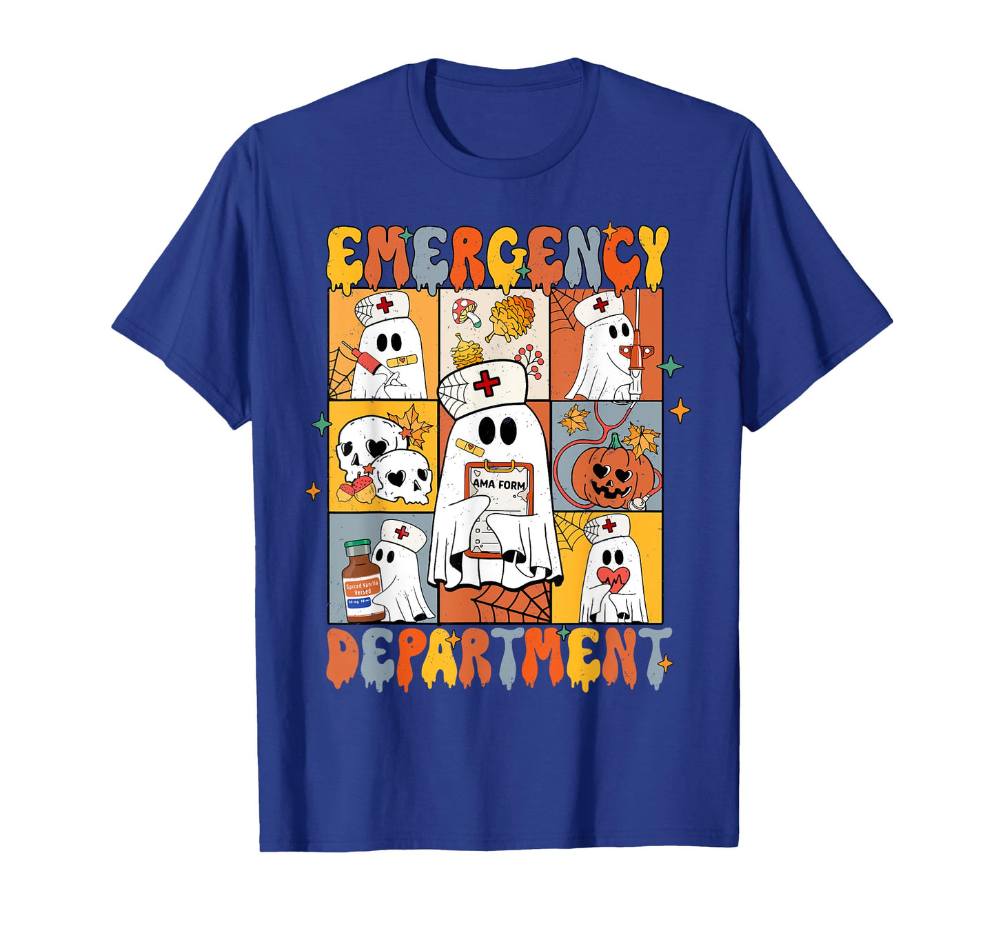 Emergency Department Halloween Cute Pumpkin Ghost ER Nurse T-Shirt