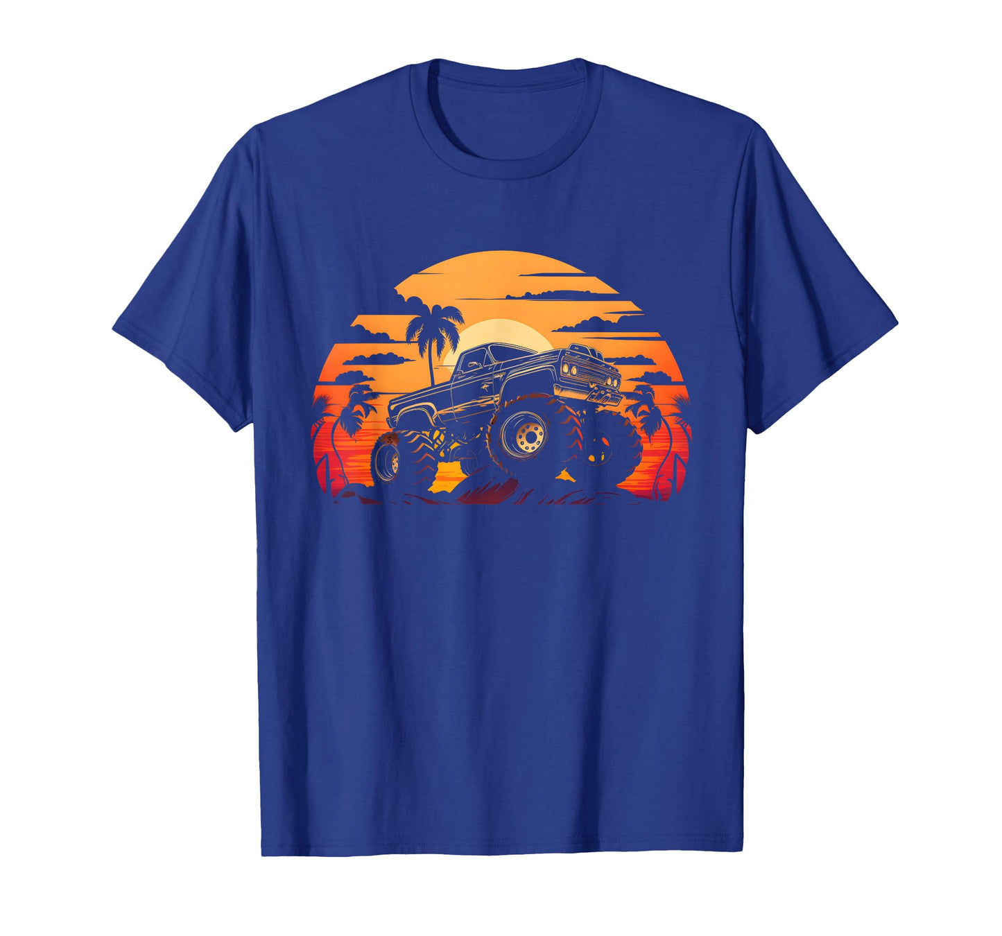 Retro Vintage Monster Truck Retro Sunset Monster Truck Boys T-Shirt