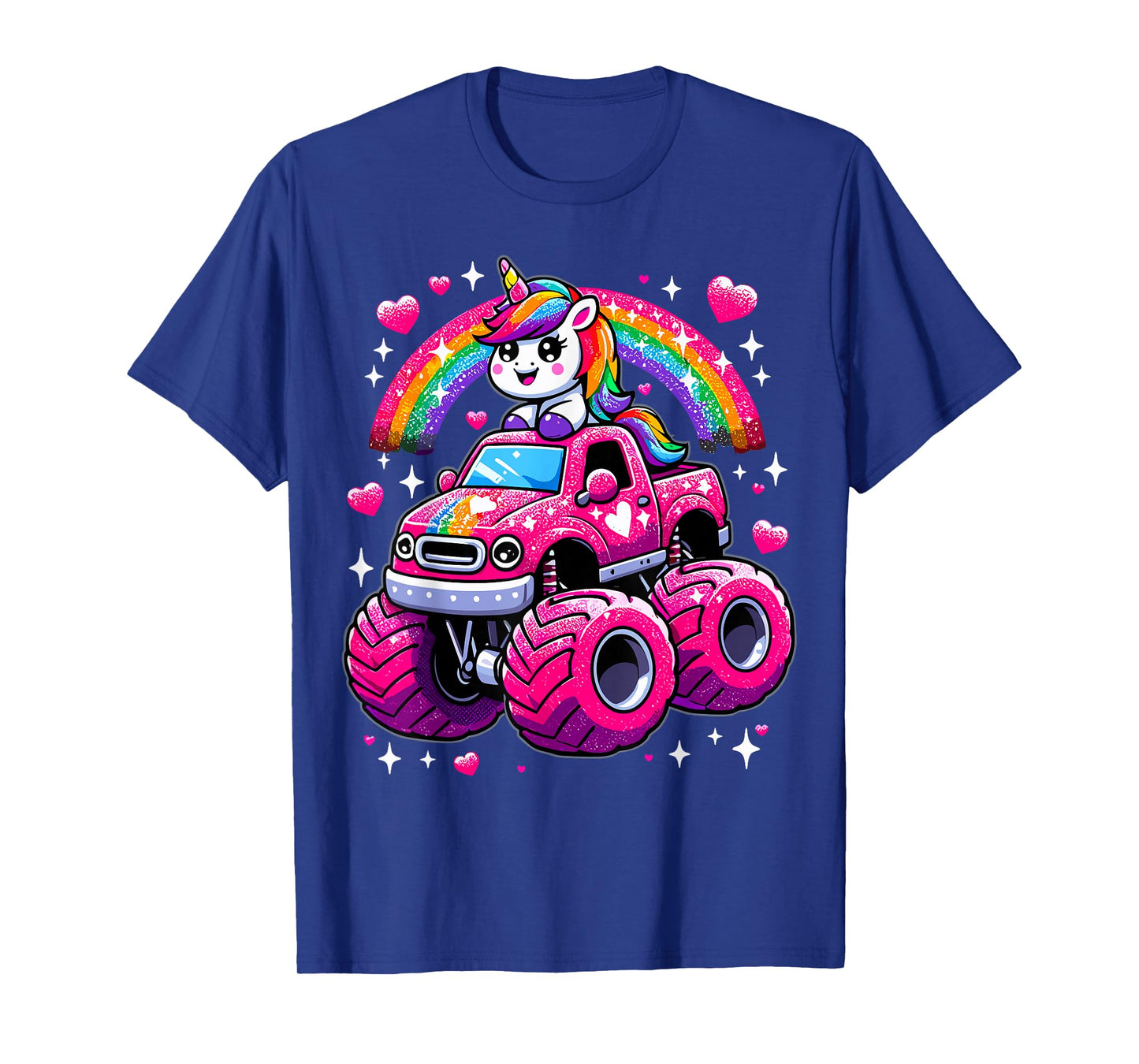 Funny Cute Unicorn Riding Monster Truck T-Shirt