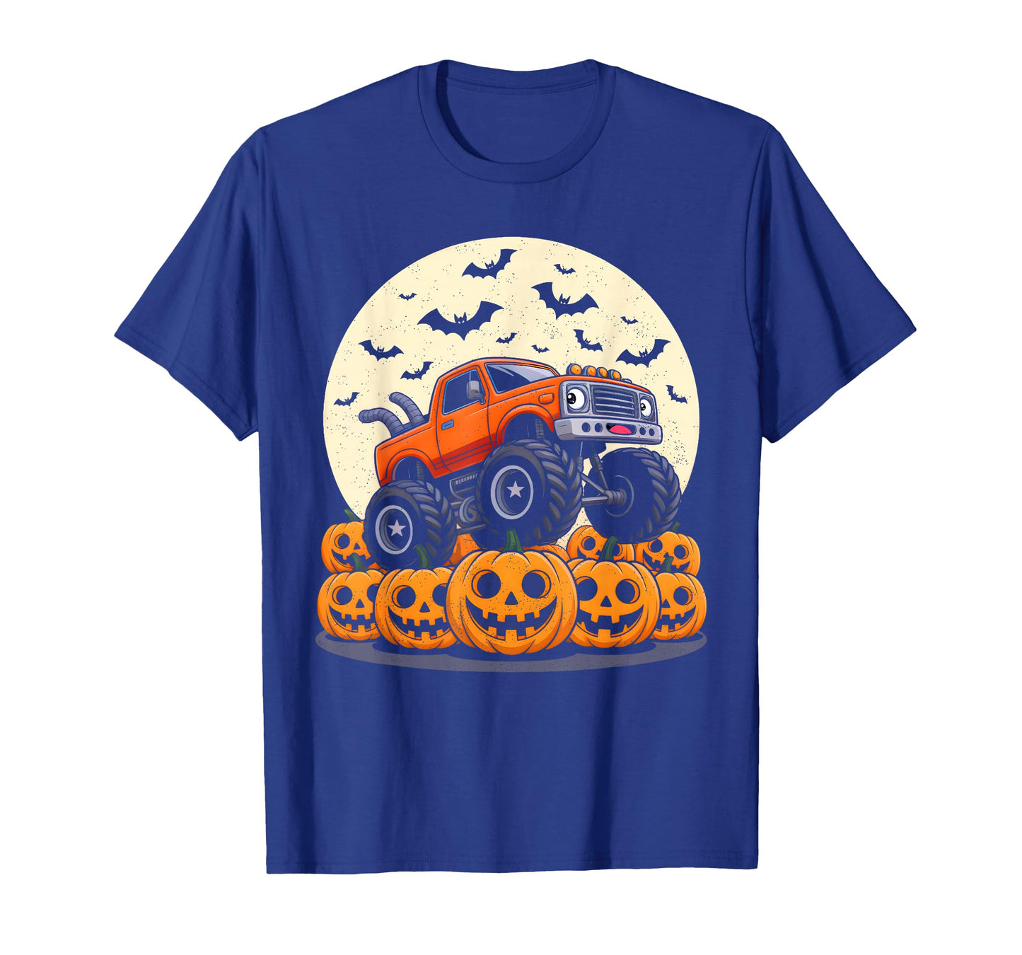Monster Truck Jack O Lantern Pumpkin Halloween For Boys Kids T-Shirt