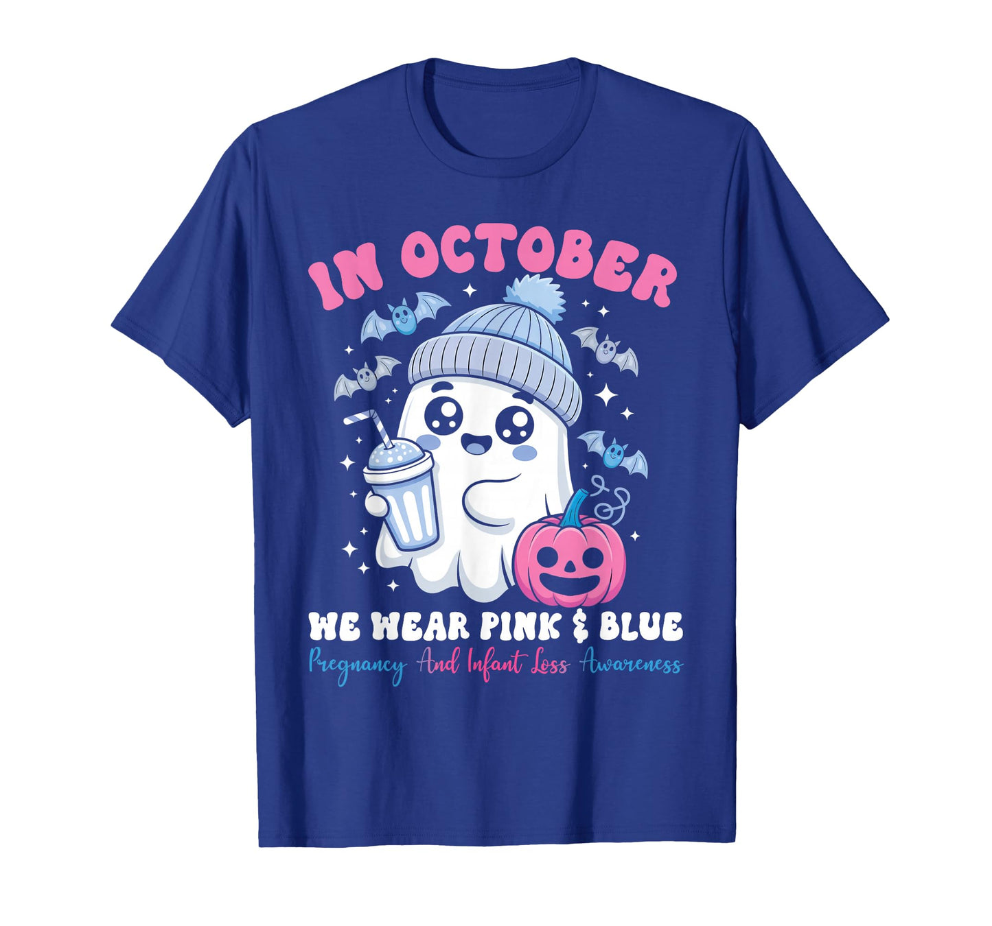 in October We Wear Pink and Blue Infant Loss Awareness T-Shirt