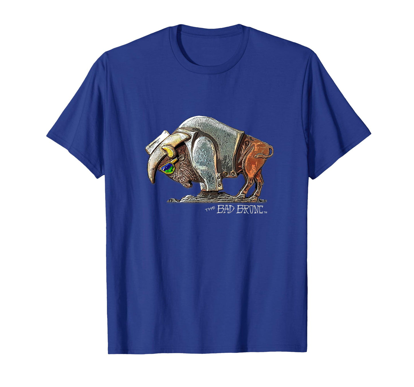 The Bad Bronc Rock N Roll Buffalo T-Shirt - Unisex-Adults, Black, Small, Short Sleeve, Cotton 65% Polyester 35%, Designer T-Shirt