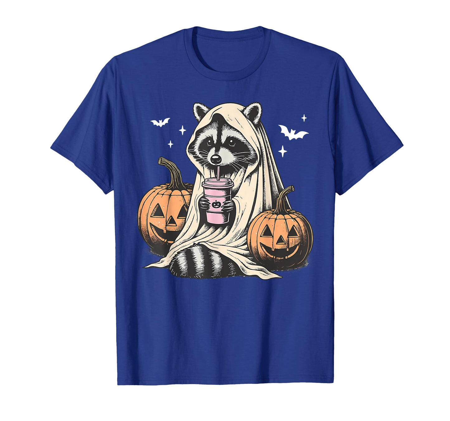 Spooky Ghost Raccoon Latte Halloween Fall Spooky Season T-Shirt