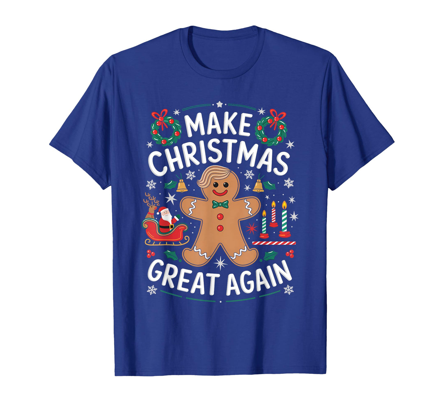 Funny Trump Gingerbread Man Make Christmas Great Again 2024 T-Shirt