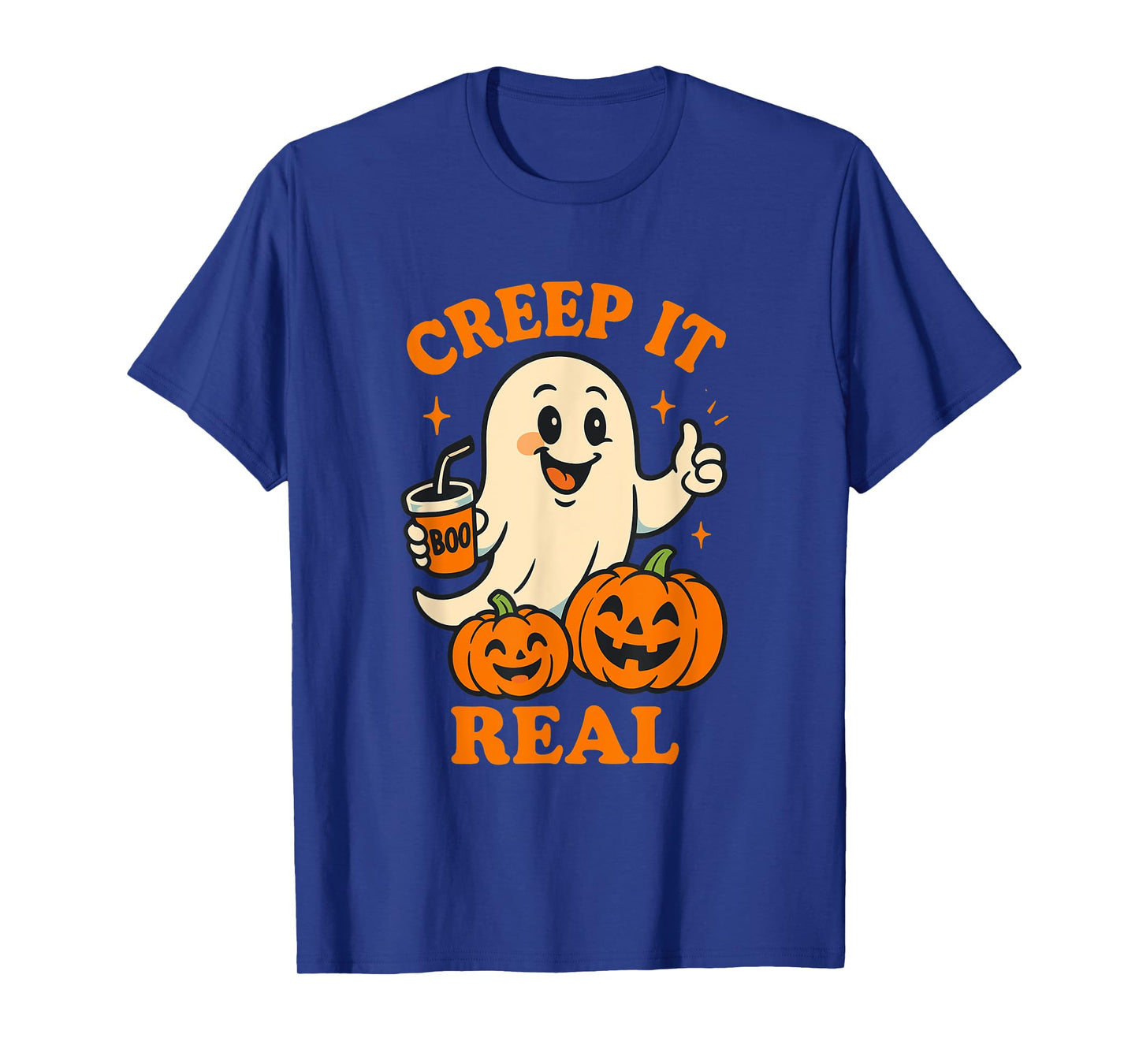 Keepin’ It Creepy Funny Halloween Ghost and Pumpkin T-Shirt