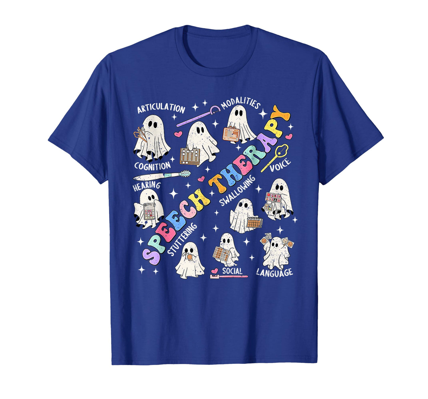 Speech Therapy Retro Groovy Funny Halloween Ghost Therapist T-Shirt