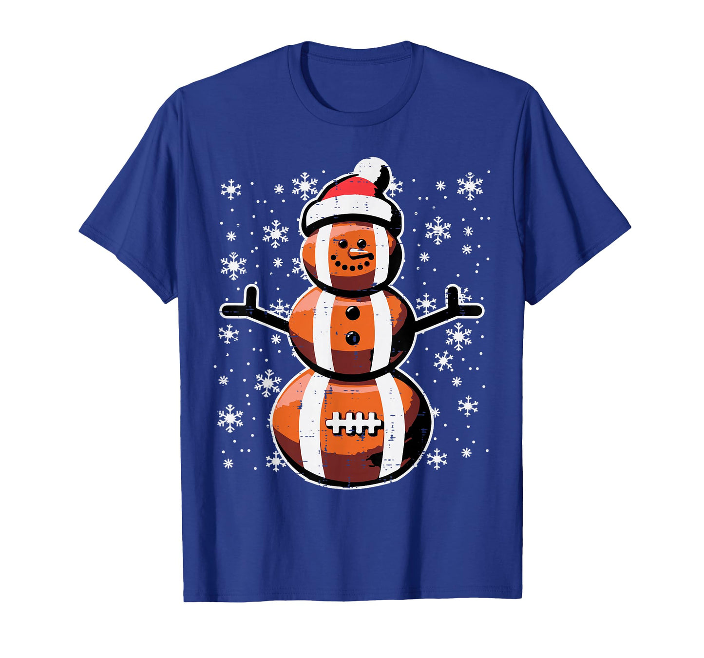Christmas American Football Snowman Xmas Boys Kids Men Youth T-Shirt