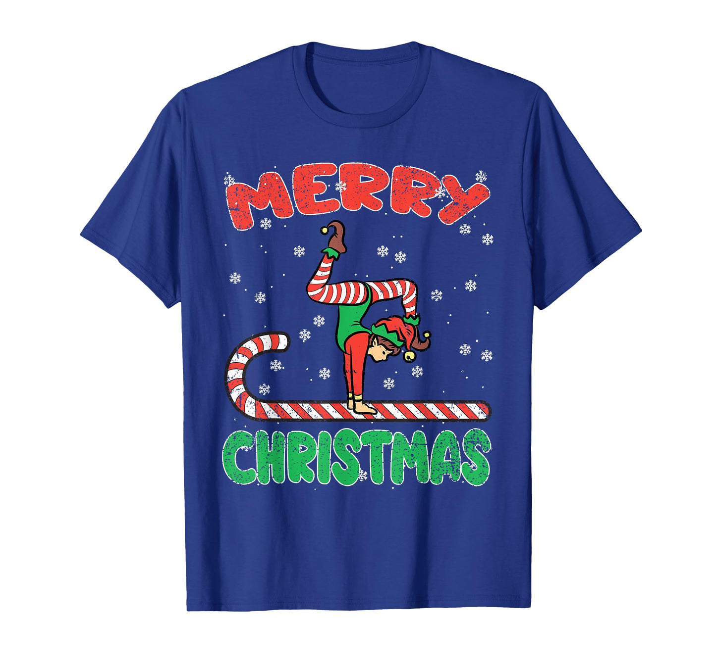 Gymnast Elf Christmas Pajama X-mas Candy Cane Snowflakes T-Shirt
