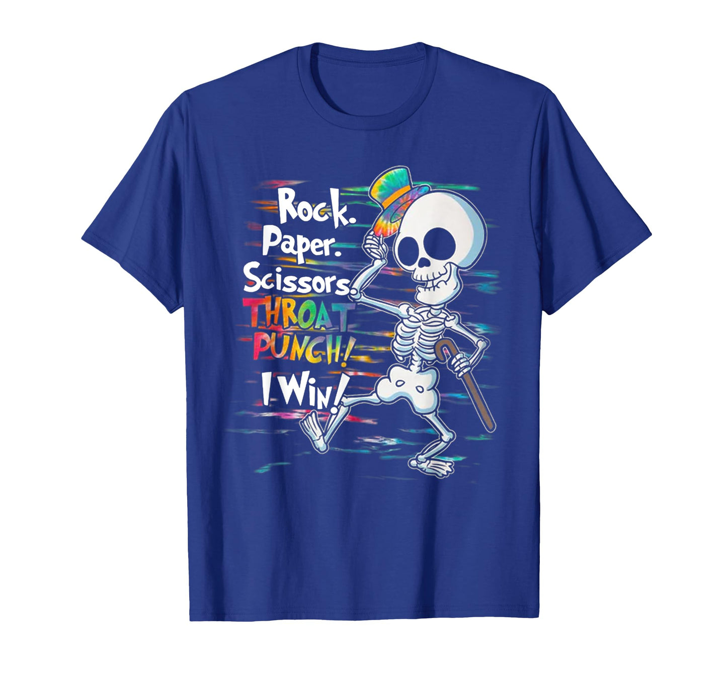 Rock Paper Scissors Throat Punch I Win Funny Skull Skeleton T-Shirt