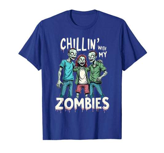 Chillin With My Zombies Funny Zombie Costume Boys Halloween T-Shirt