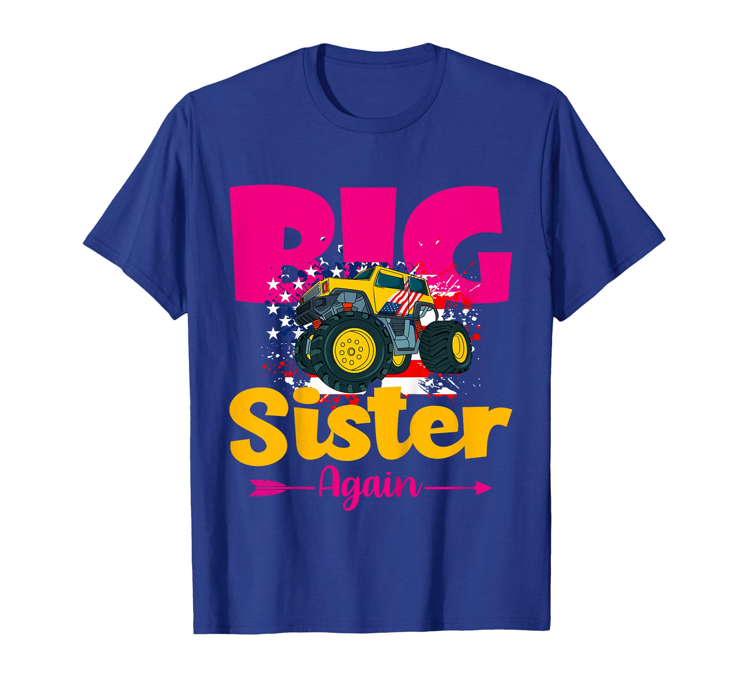 Kids Promoted To Big Sister Again Monster Truck Baby Announcement T-Shirt