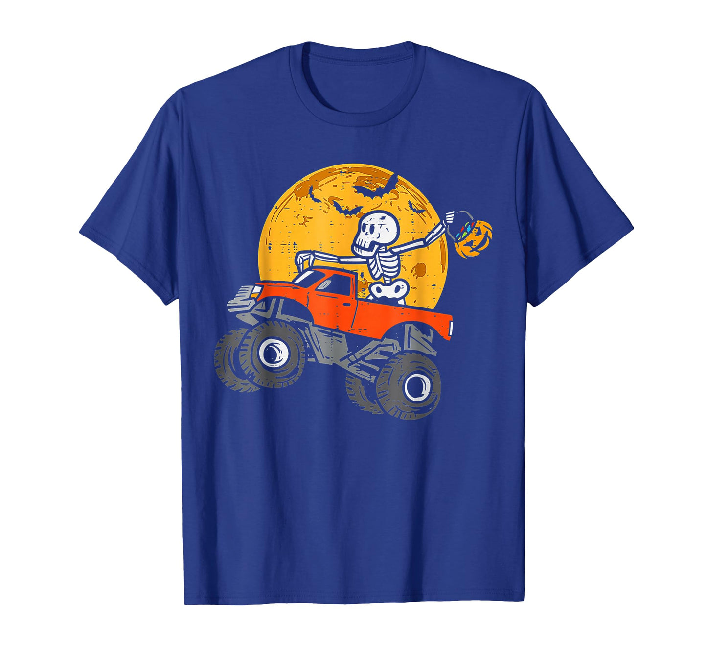 Skeleton Monster Truck Moon Candy Toddler Boys Halloween T-Shirt