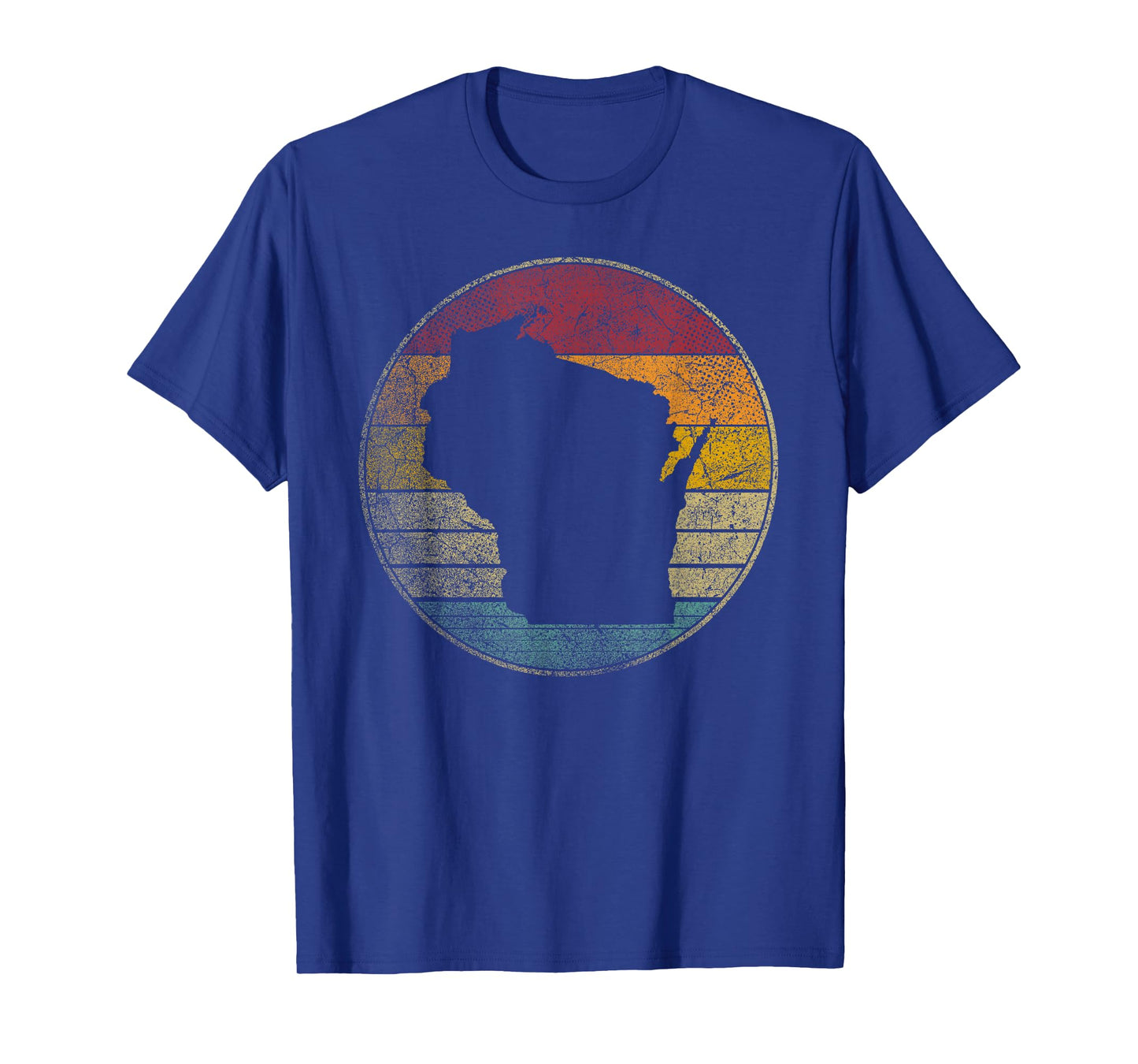 Wisconsin Vintage Distressed Retro Style Silhouette State T-Shirt