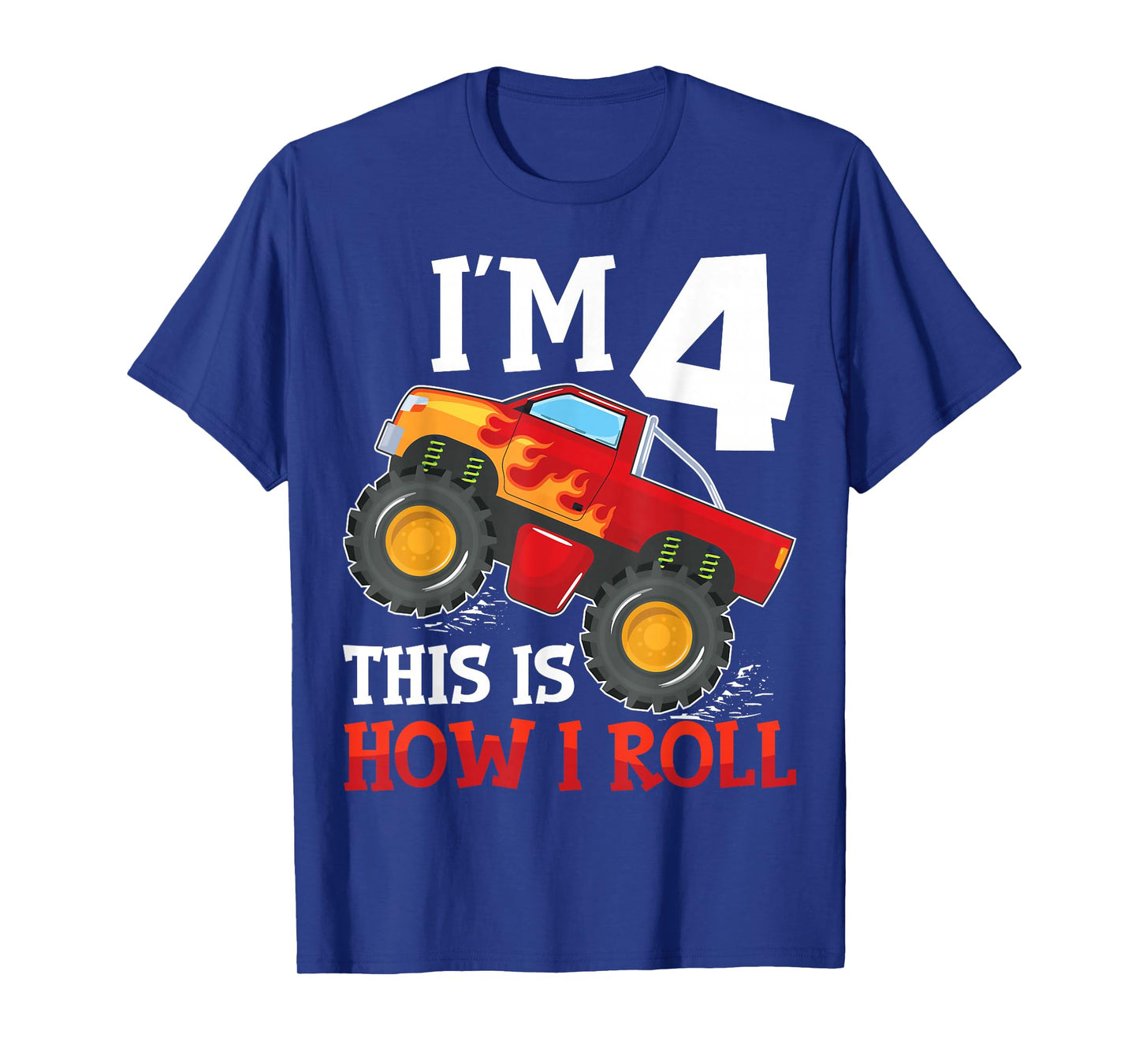 Four 4yr 4th Birthday Monster Truck Boy 4 Years Old T-Shirt