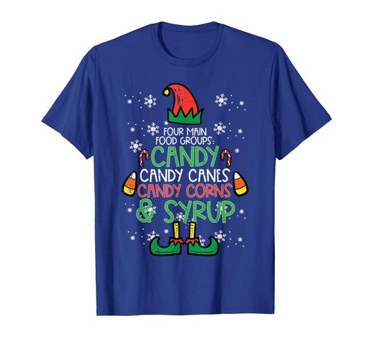 Christmas Food Groups Funny Xmas Candy Cane Men Women Kids T-Shirt