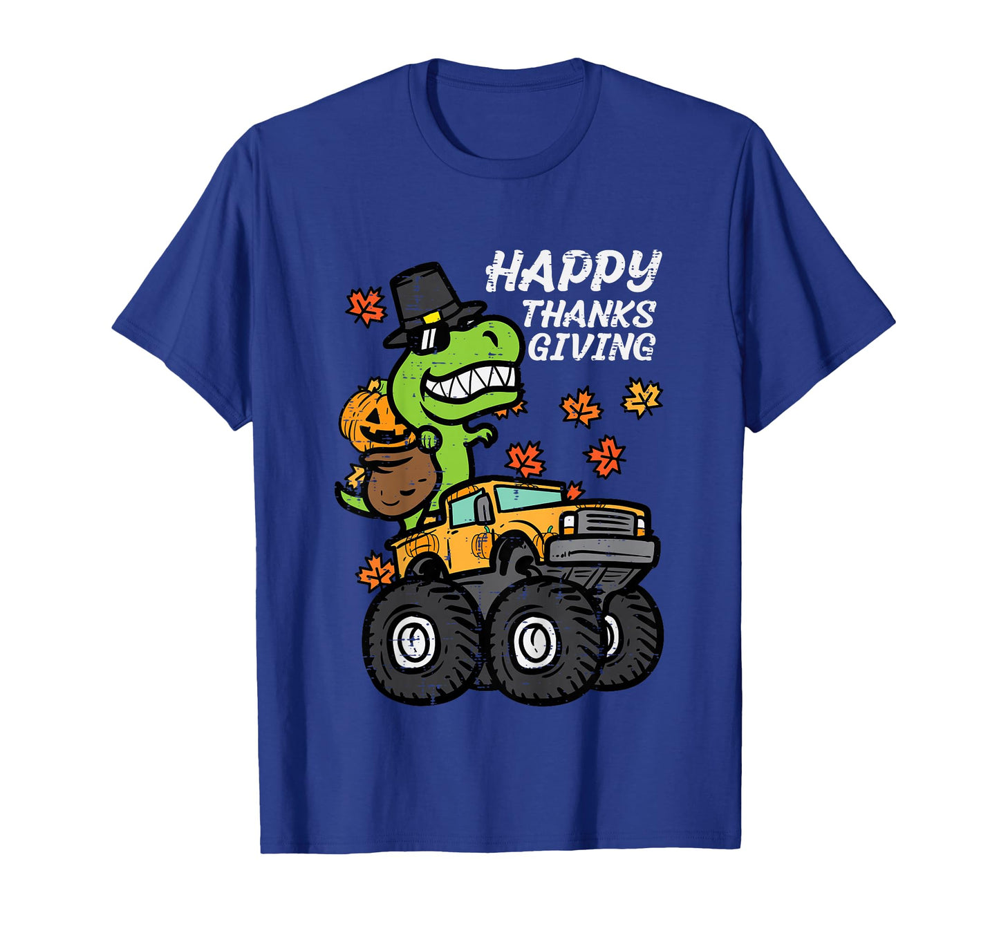 Kids Happy Thanksgiving Trex Monster Truck Fall Toddler Boys Kids T-Shirt