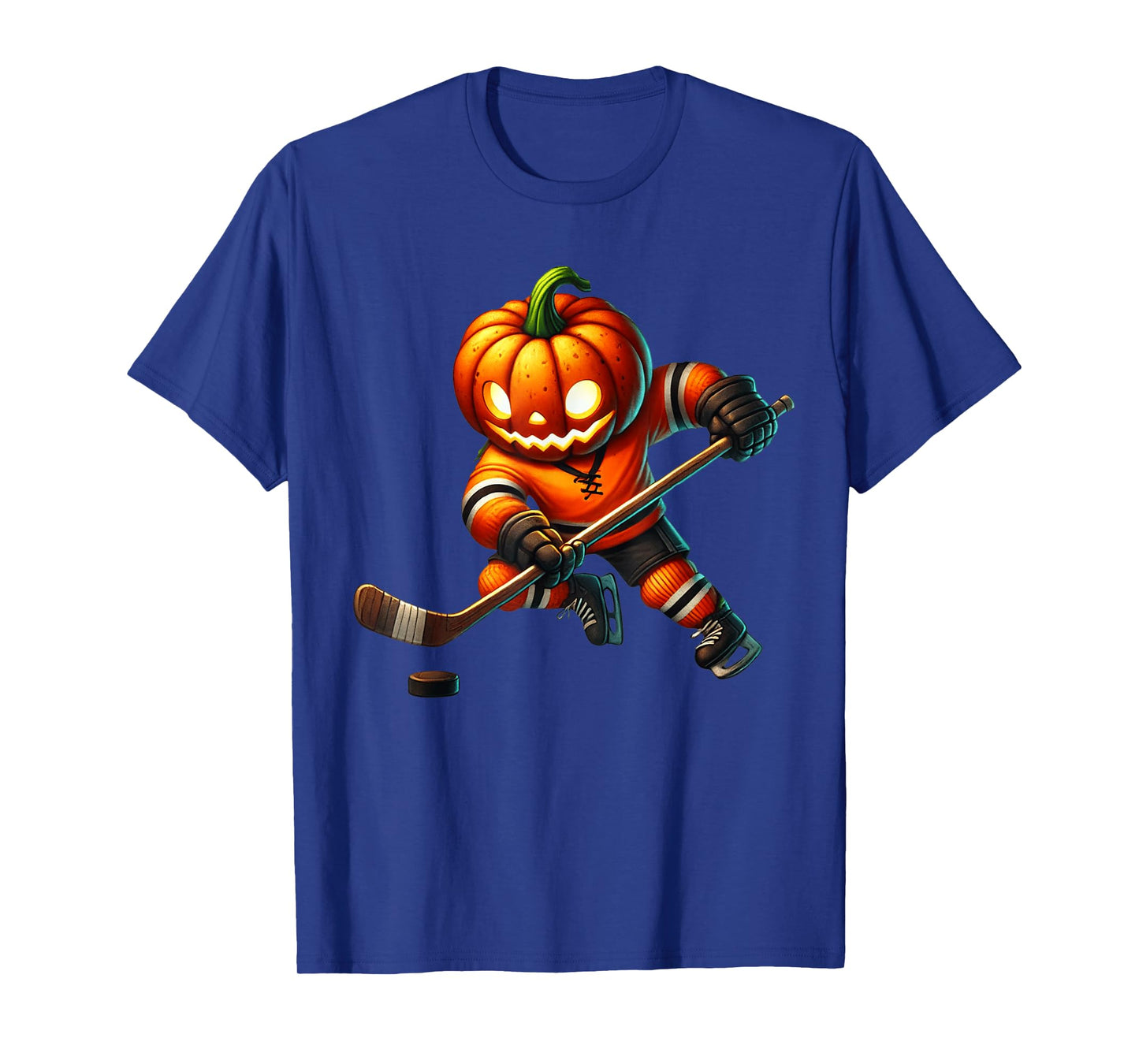 Ice Hockey Pumpkin Face Halloween Costume Men Boys Kids T-Shirt