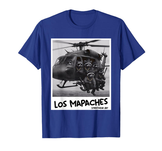 Los Mapaches – Helicopter Raccoon Gang Streetwear Art Meme T-Shirt