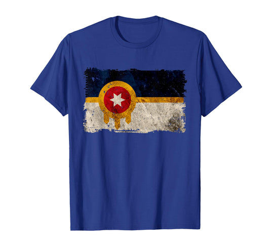New Tulsa Flag Vintage Distressed Tulsa Oklahoma T-Shirt