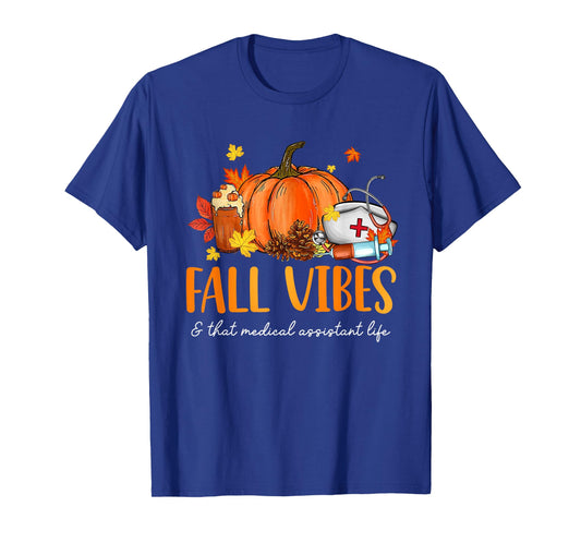 Fall Vibes & That Medical Assistant Life Leopard Pumpkin T-Shirt