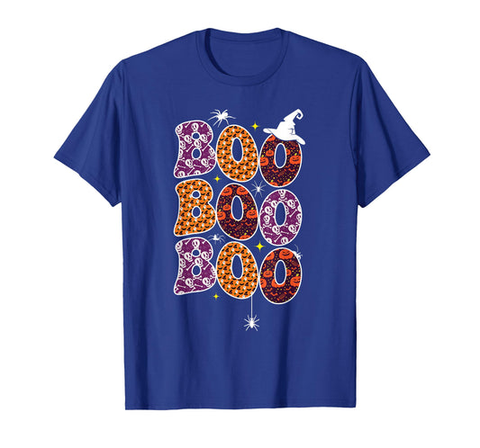 Boo With Spiders And Witch Hat Halloween Women Men T-Shirt
