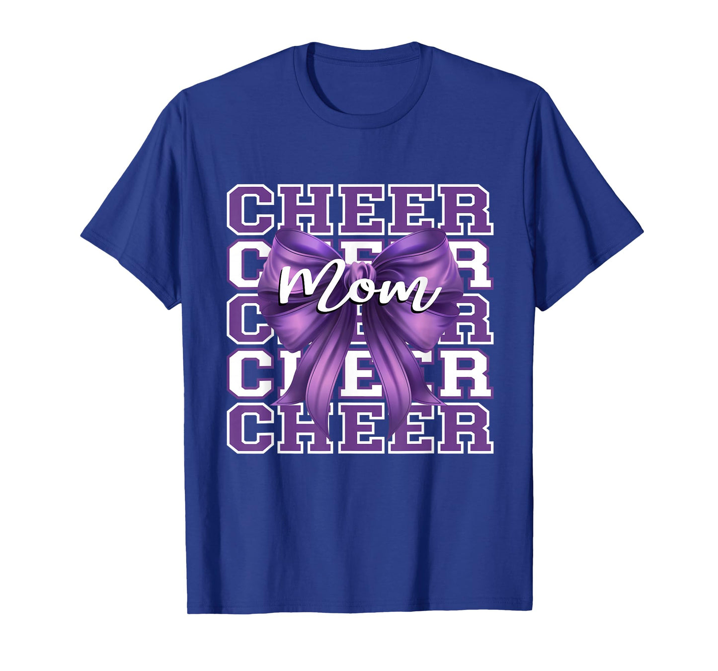 Football Cheer Mom Game Day Purple Bow Cheerleading T-Shirt