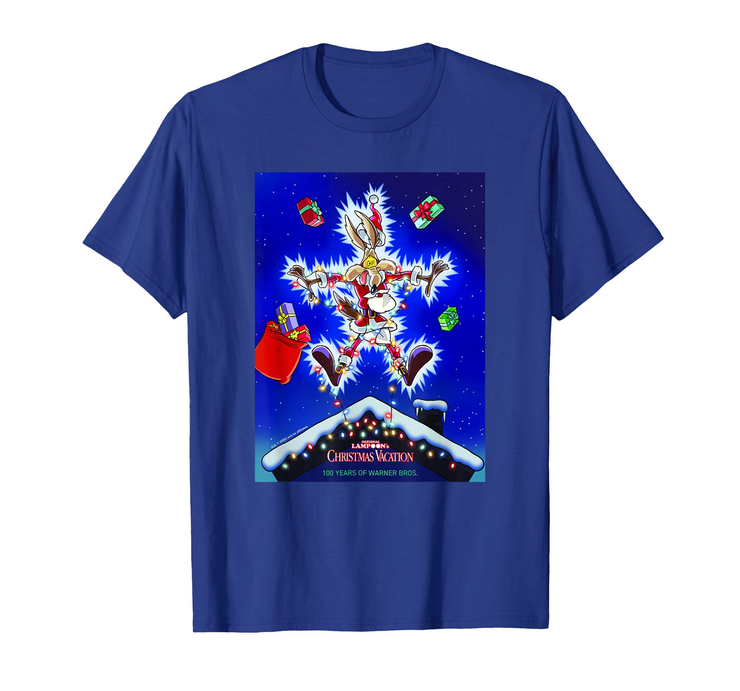 WB 100 Looney Tunes Christmas Vacation Wile E. Coyote Santa T-Shirt