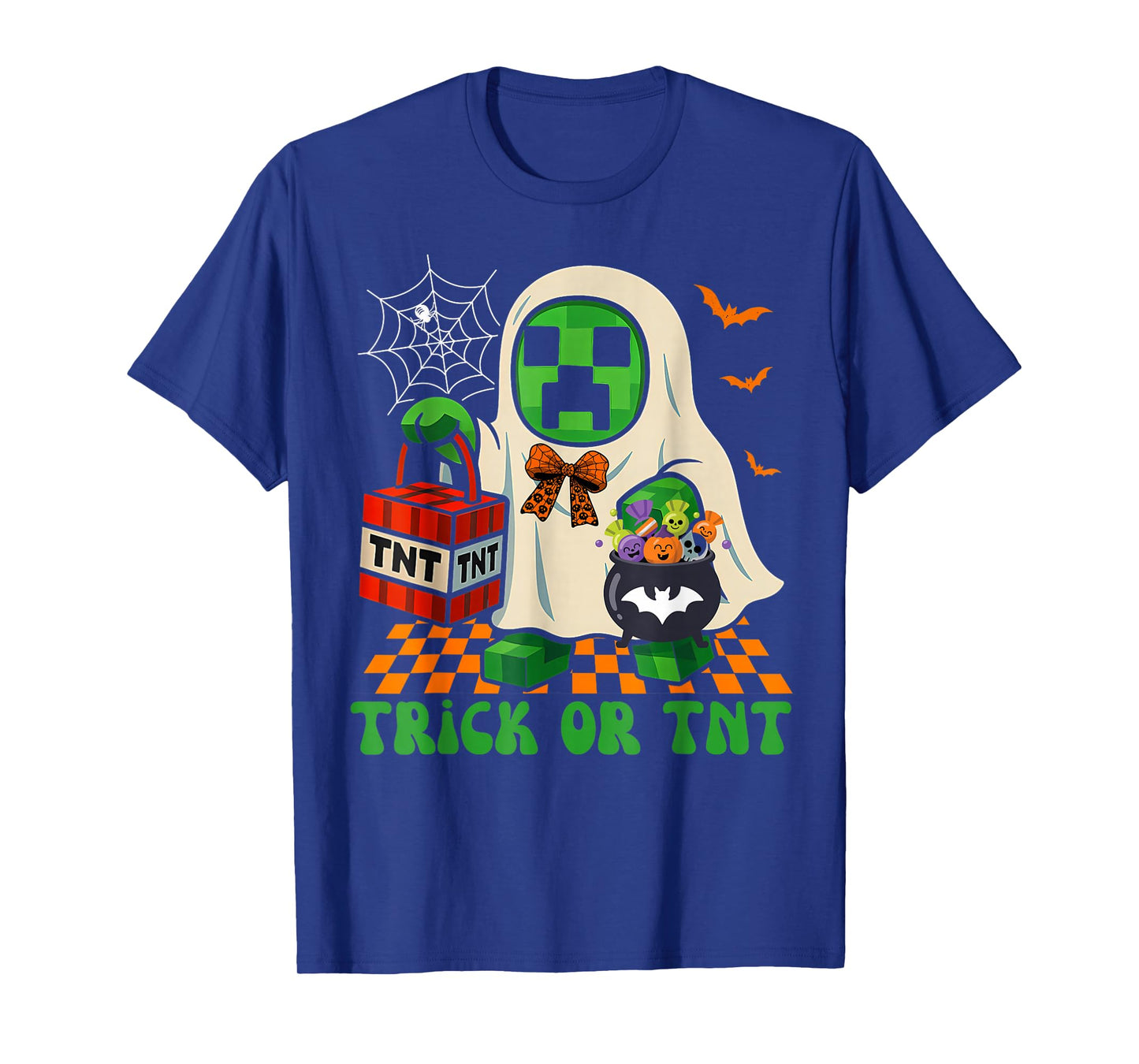 Funny Halloween Ghost Gamer Pixel Kids Boy Trick or TNT T-Shirt