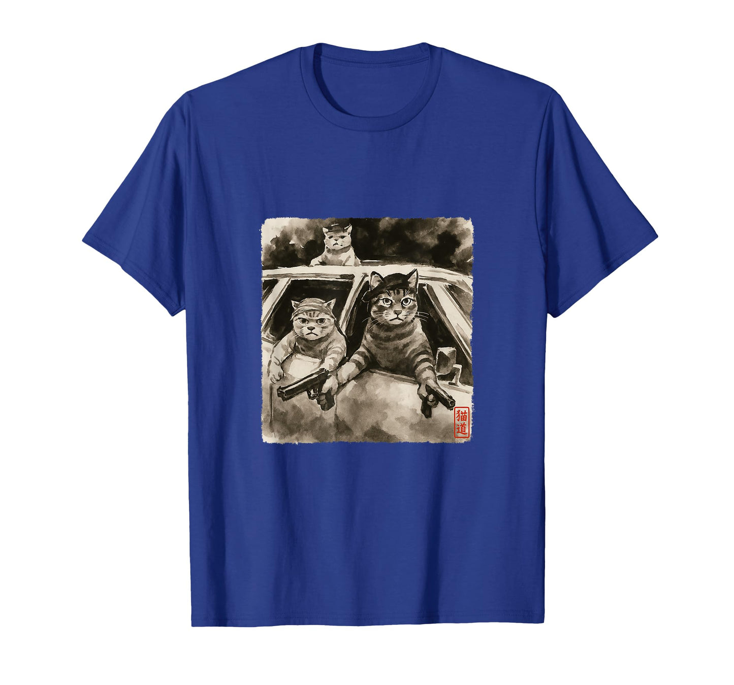 Cat Gang Meme Japanese Art Funny Gangster Cats Sumi-e Kawaii T-Shirt
