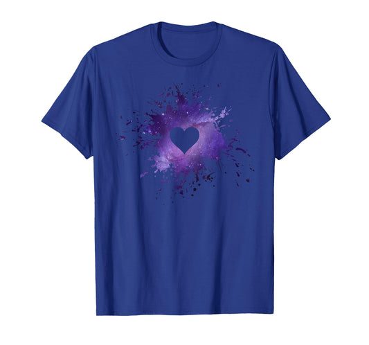 Purple Galaxy Splatter Heart Valentine's Day Design T-Shirt