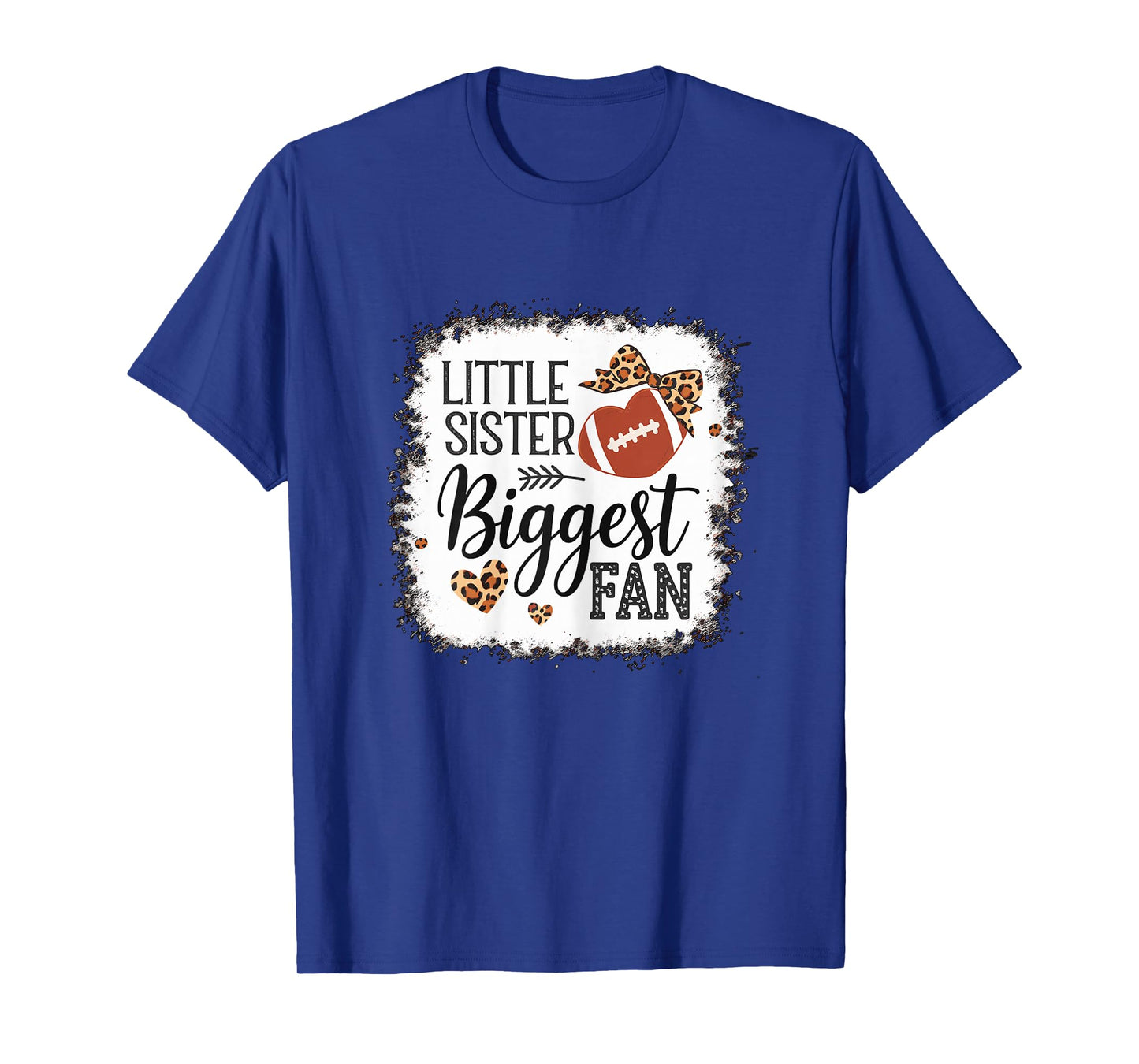 Little Sister biggest Fan Football Sister T-Shirt