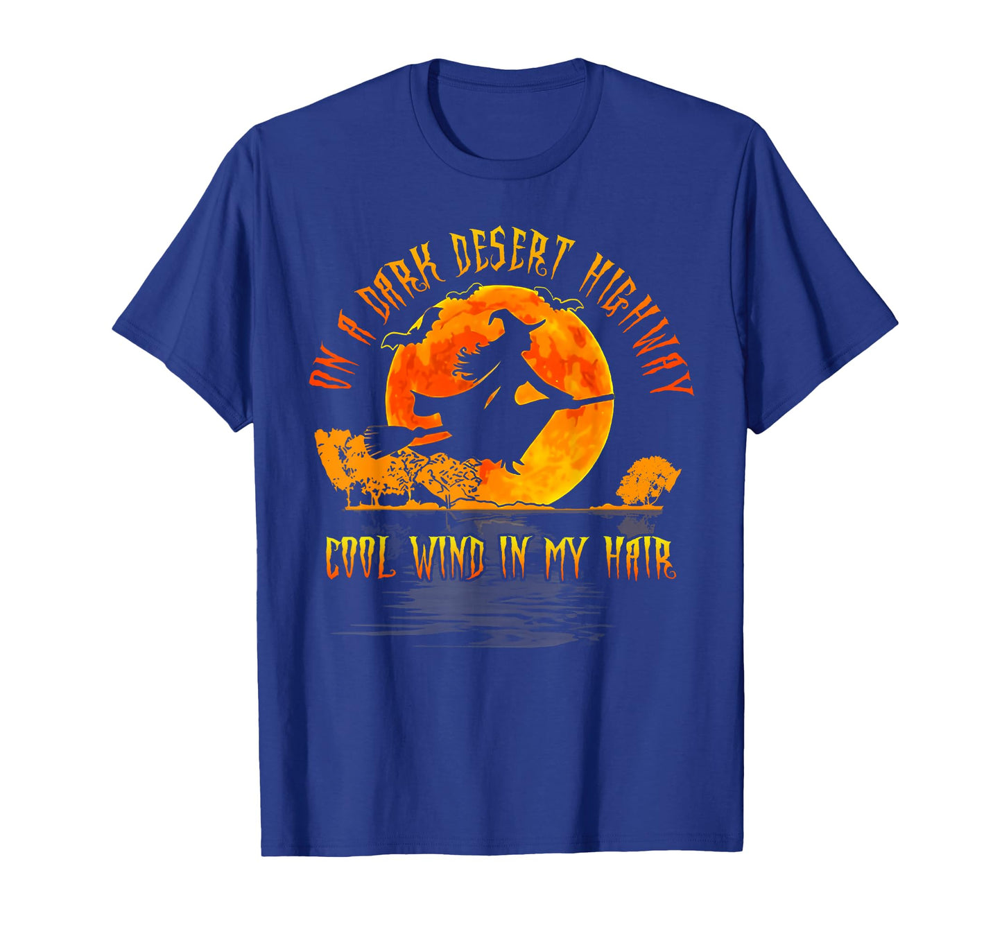 On The Dark Desert Highway Witch Riding Broom Night Hippies T-Shirt