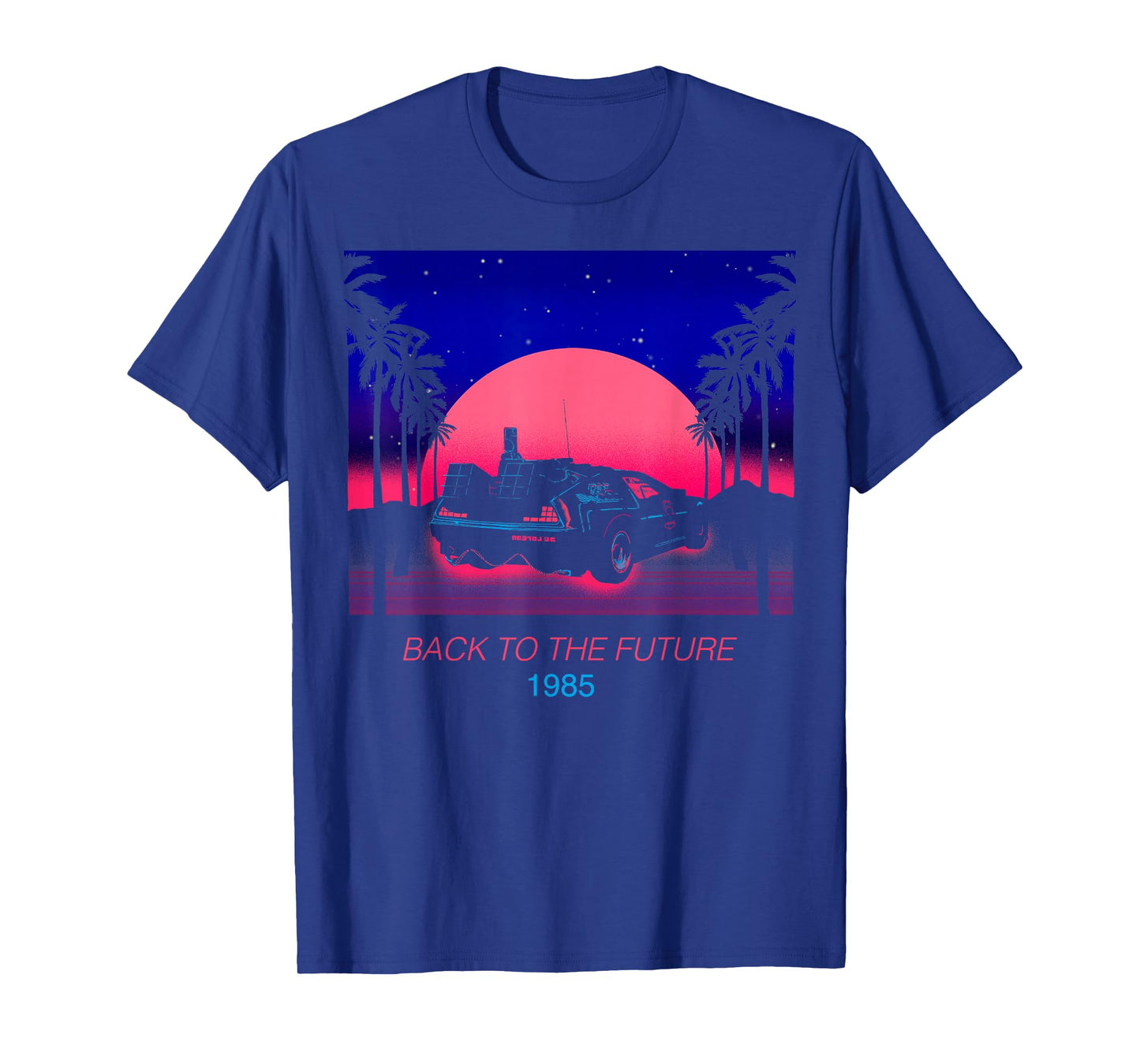 Back to The Future 1985 Neon Delorean Sunset T-Shirt