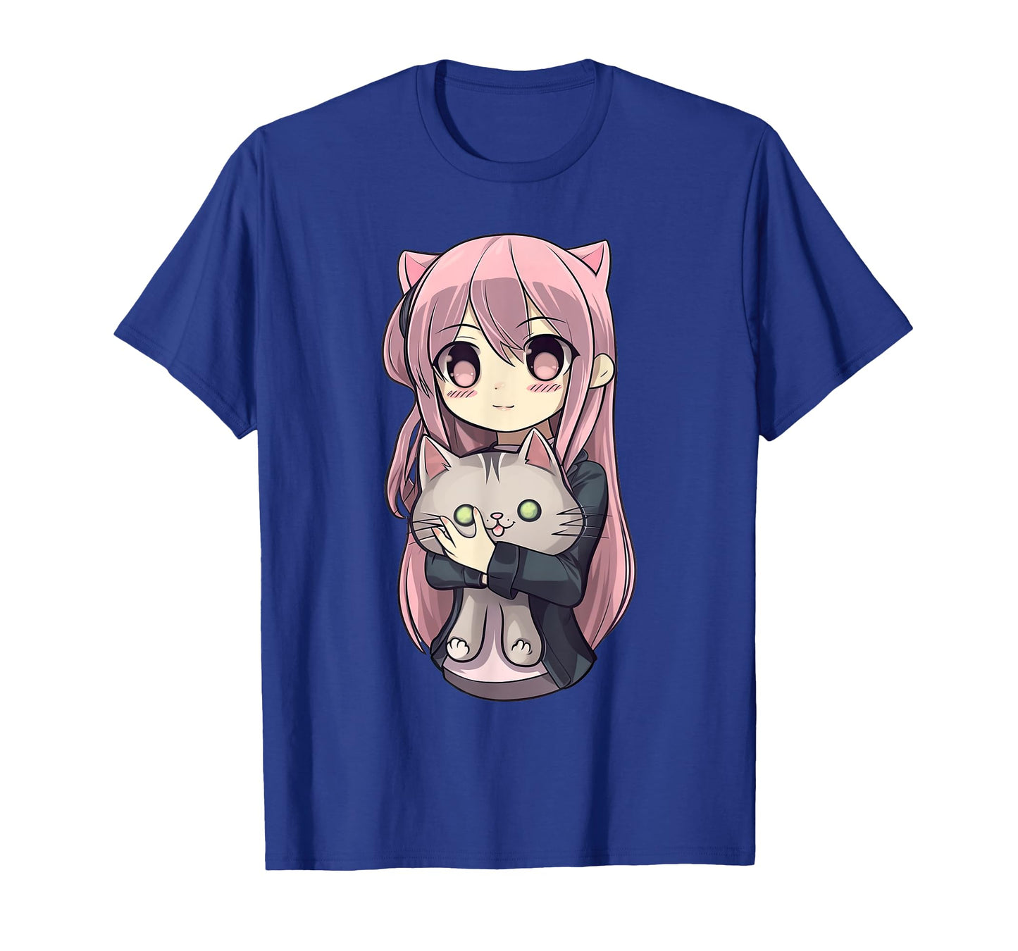 Anime and Cats Kawaii Cute Teen Otaku Girl with Cat T-Shirt