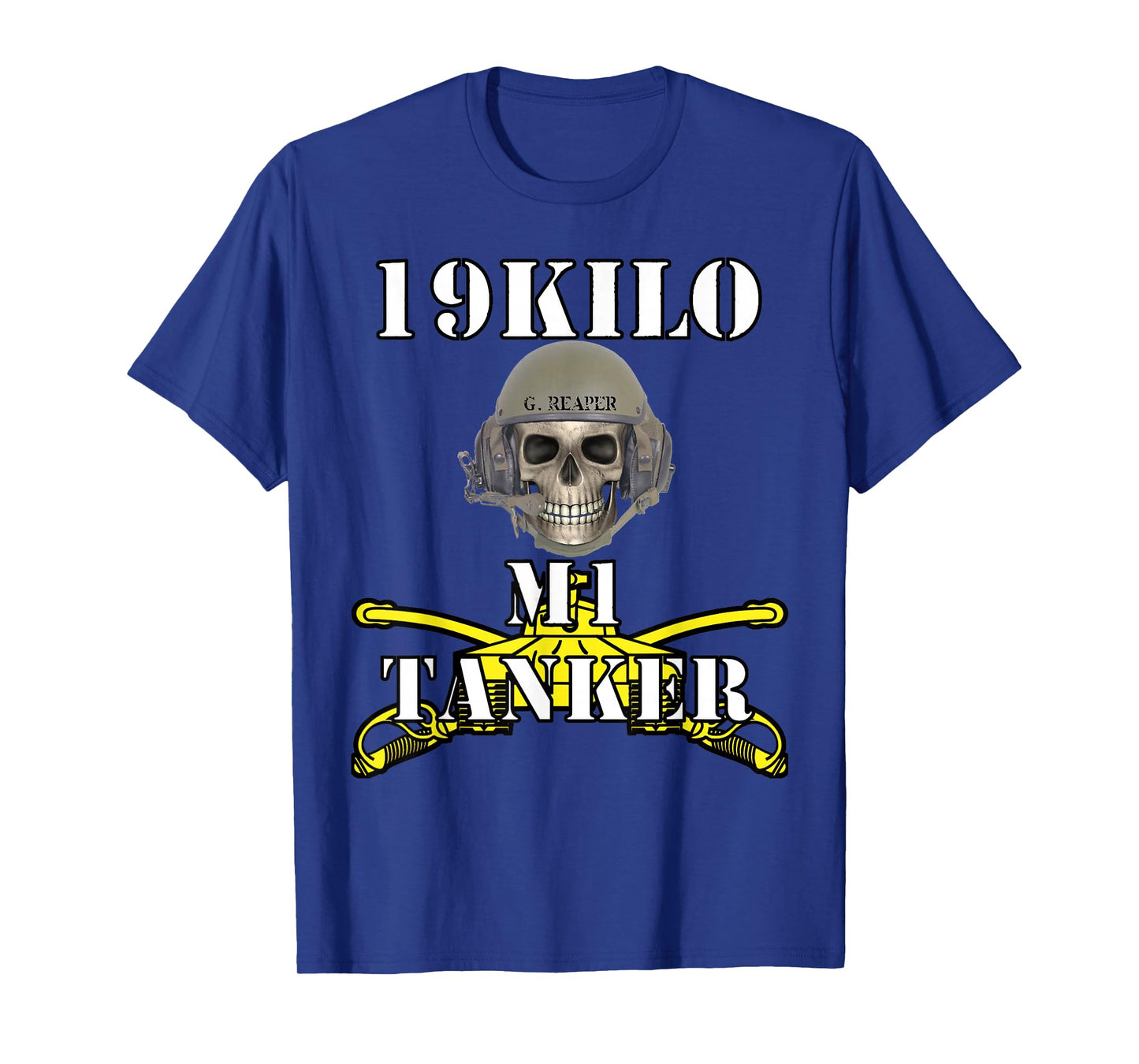 Army M1 Tanker MOS 19K- Abrams Crewman Skull version T-Shirt