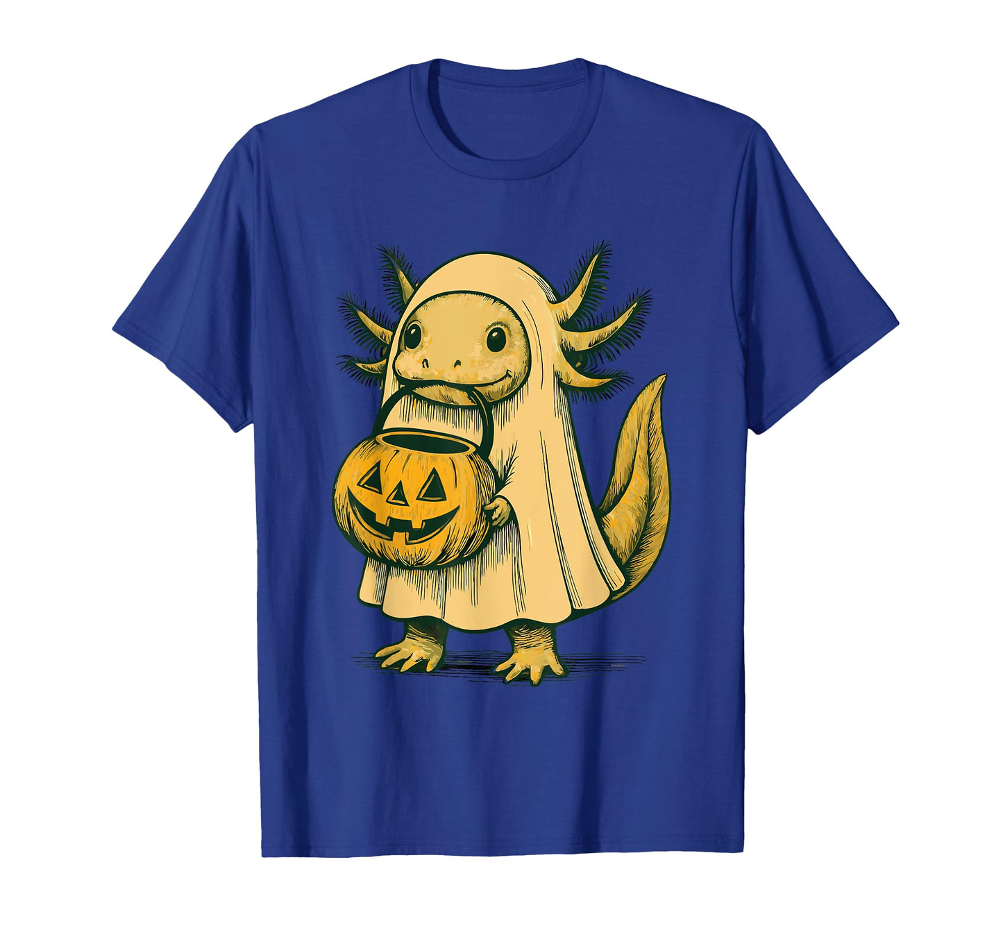 Cute Axolotl Ghost Pun Meme Trick or Treat Funny Halloween T-Shirt