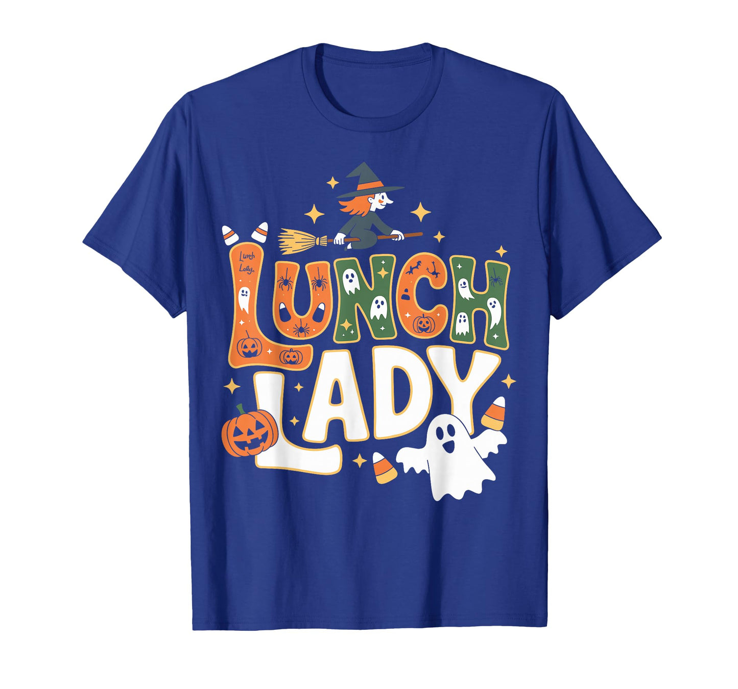 Halloween Lunch Lady Cute Witch Ghost Pumpkins T-Shirt
