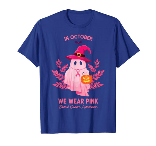 Halloween Pink Ghost We Wear Pink October Support T-Shirt