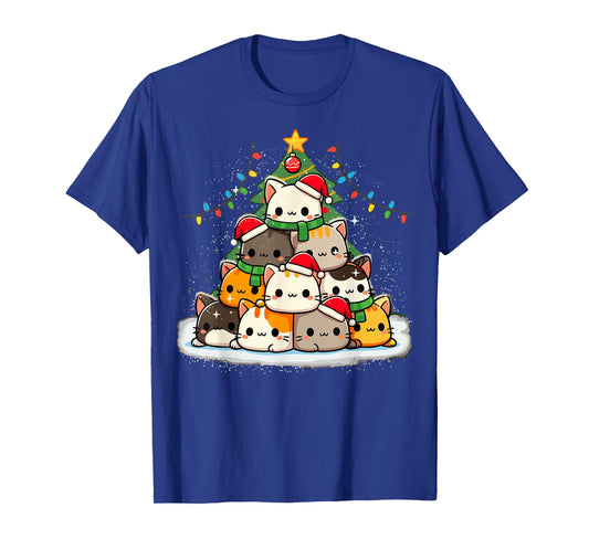 Cat Christmas Cute Cats Tree Xmas Anime Kawaii T-Shirt
